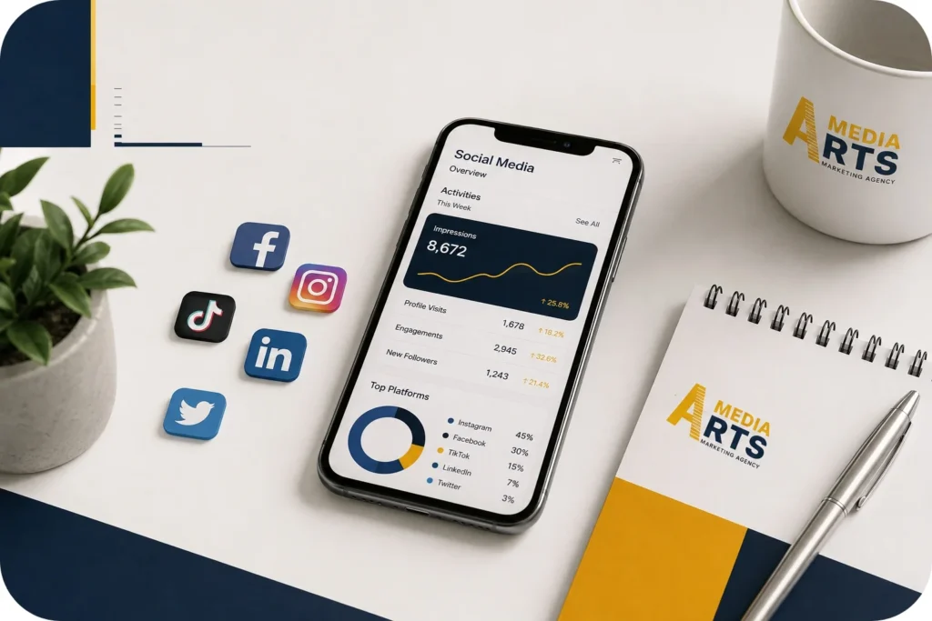 إدارة حسابات التواصل الاجتماعي في الرياض مع ميديا آرتس